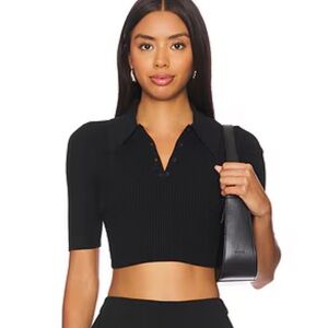 A.L.C. Cropped Atlas Top - Ribbed Knit Polo Crop Top